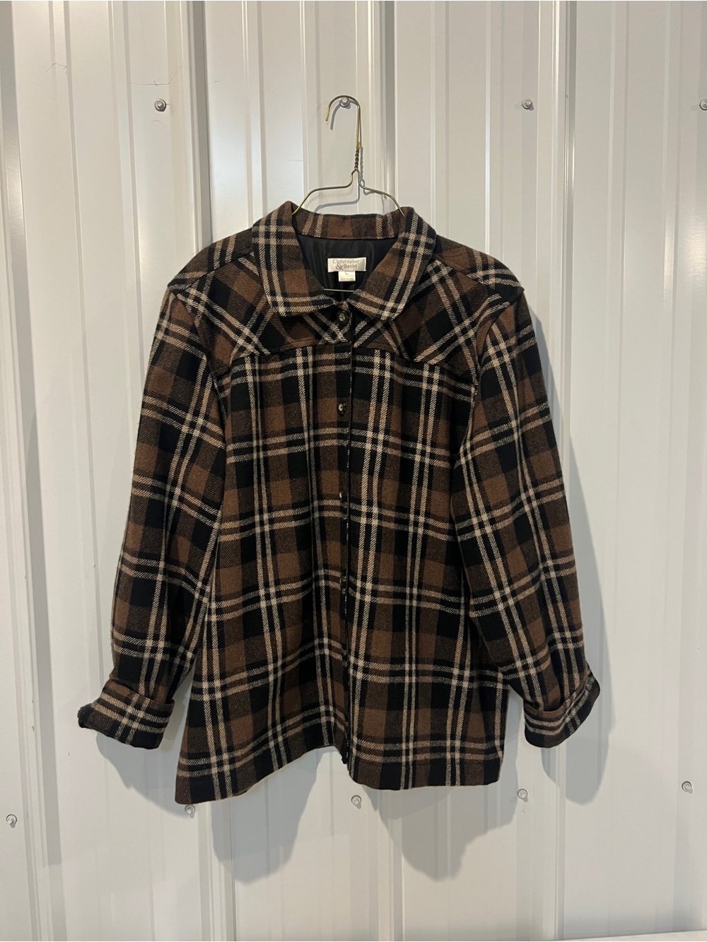 Christopher & Banks Brown Plaid Pea Coat
